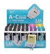   CARGADOR CABEZAL 20W 5.8A IBEK TIPO C + USB CAJA X 30 UNID