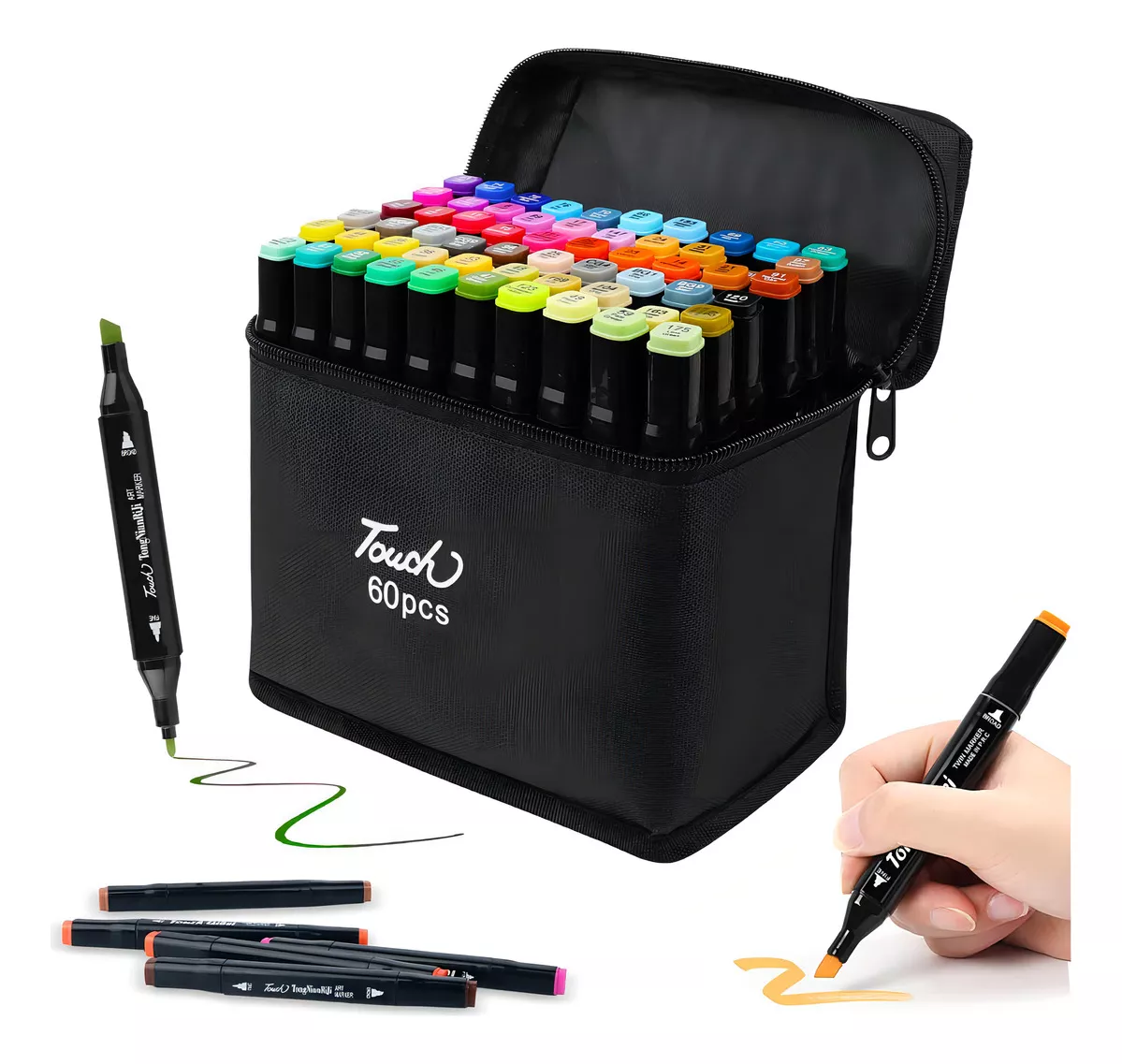   MARCADORES DOBLE PUNTA TOUCH X 60 COLORES JG-TOUCH60