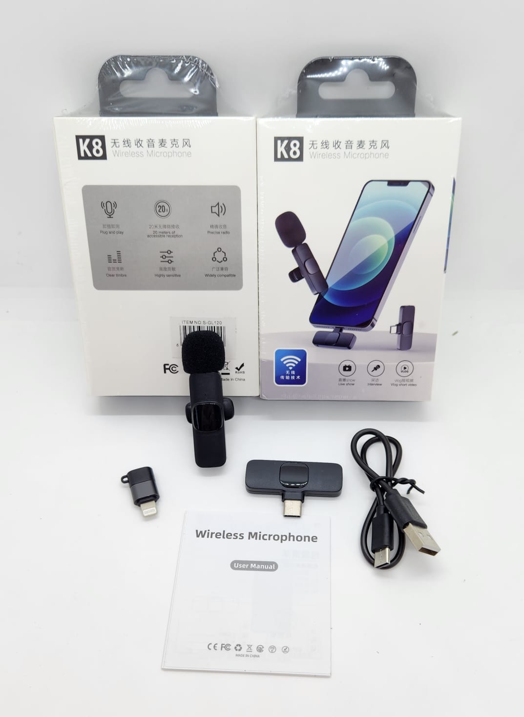   MICROFONO CORBATERO INALAMBRICO IPHONE Y TC K8 JG-CORBATCIPH