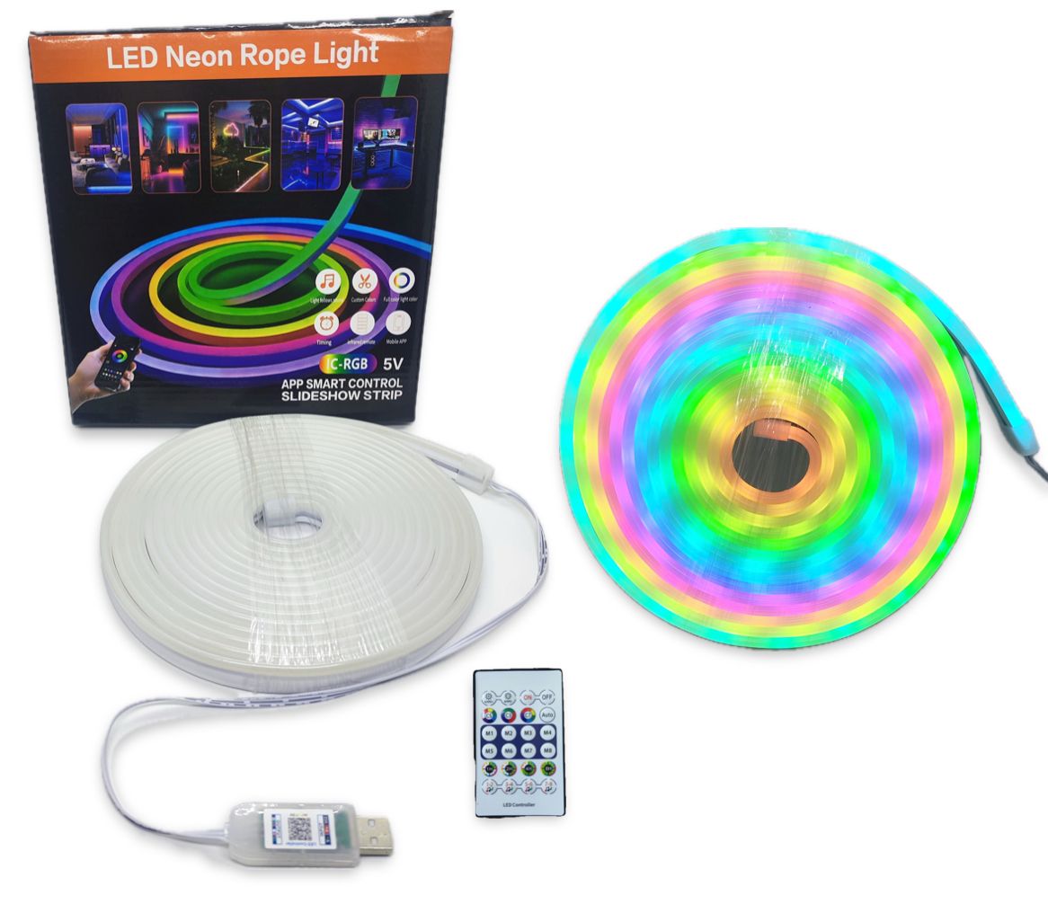   TIRA NEON RGB 5 MTS 5V CON CONTROL