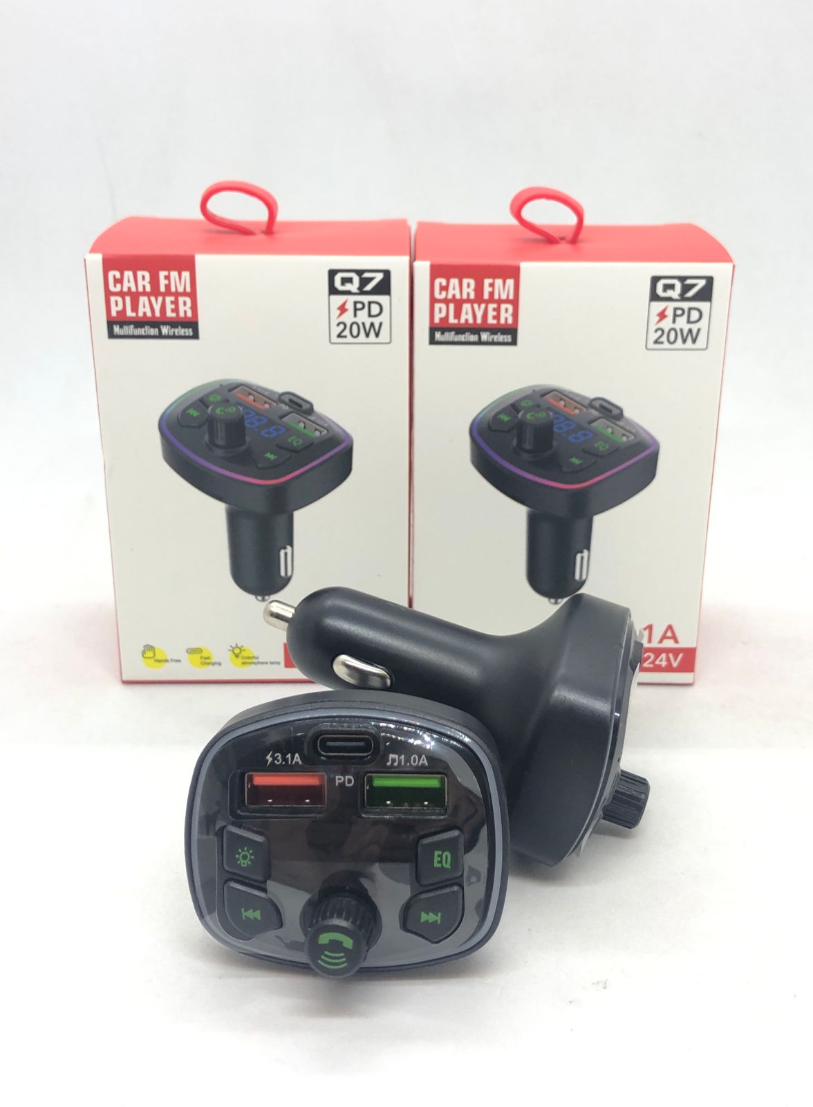   FM TRANSMISOR BT 12V-24V 2USB + 1TC + RBG JG-FMRGB