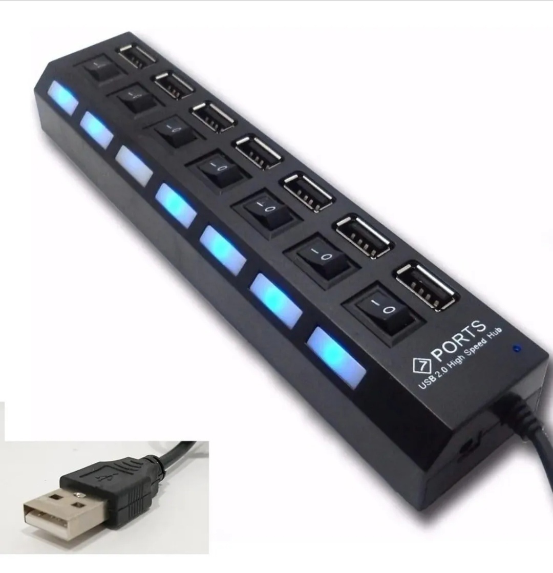   HUB USB 7 PUERTOS CON INTERRUPTOR JG-HUB7 #