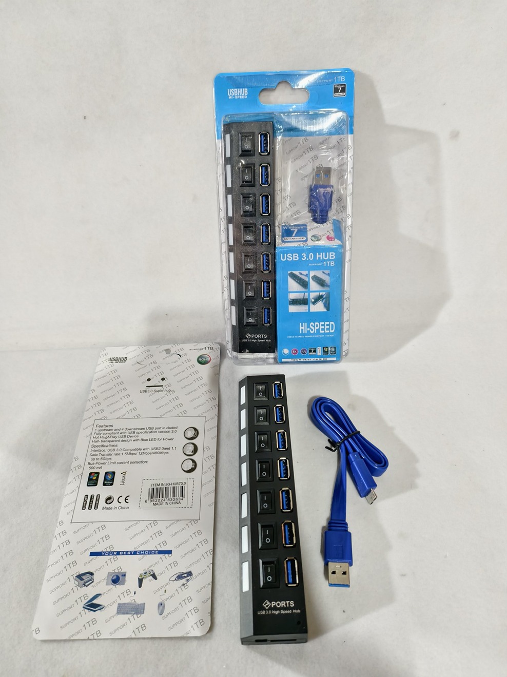     HUB USB 7 PUERTOS 3.0 CON INTERRUPTOR JG-HUB73.0 !