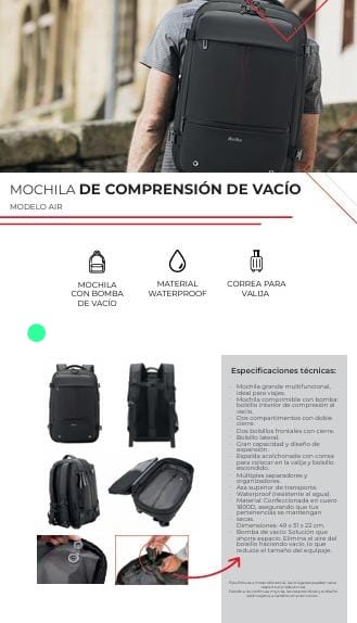    MOCHILA DE COMPRESION AL VACIO #