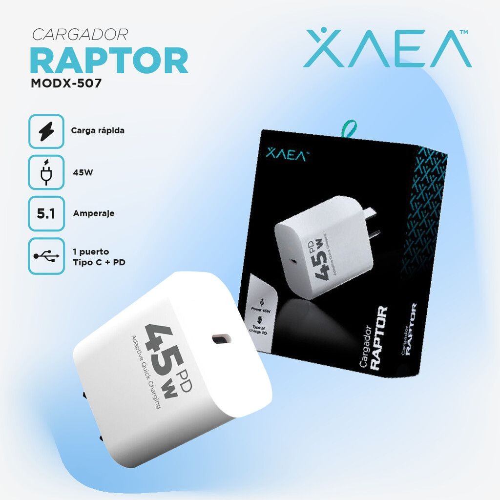   CARGADOR 45W 1 TC 5.1A SIN CABLE XAEA RAPTOR