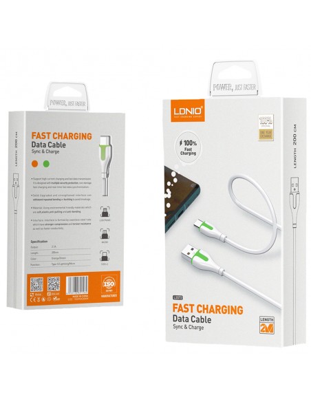     CABLE MICRO USB V8 2.1A 2M LDNIO LS-572 !